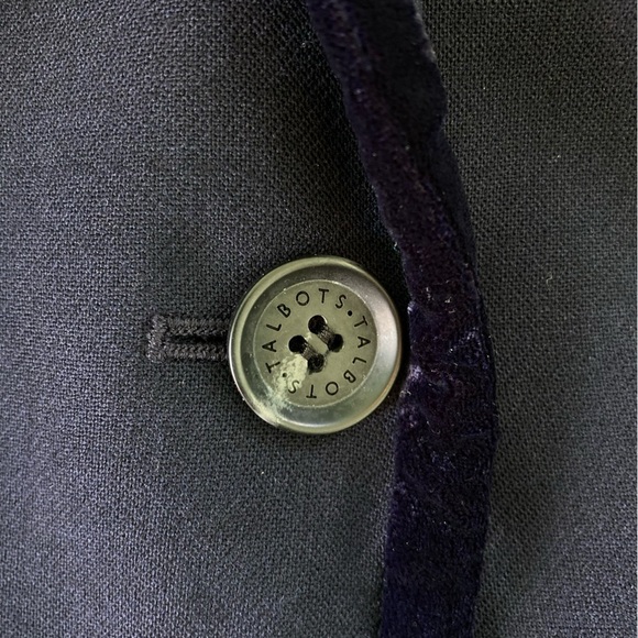 RSVP by Talbots Velvet Trimmed Wool Blend One Button Navy Blazer (Size 16P) - Picture 10 of 13